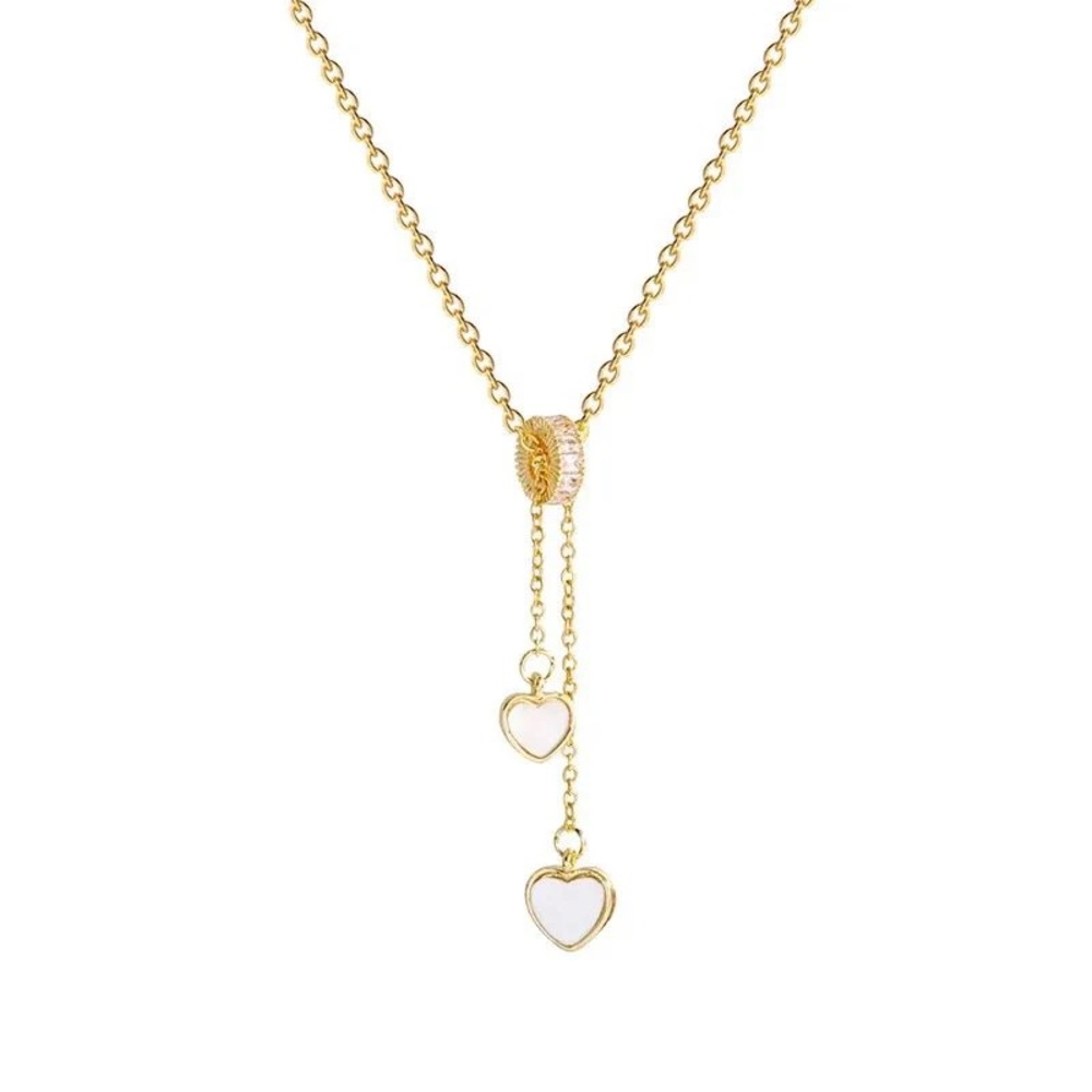 Chic Gold Heart Drop Necklace